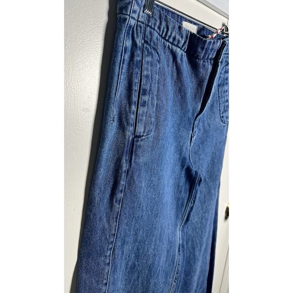 Anthropologie Pilcro Pull On High Rise Wide Leg Track Jeans Drawstring Size 27 - Picture 6 of 11